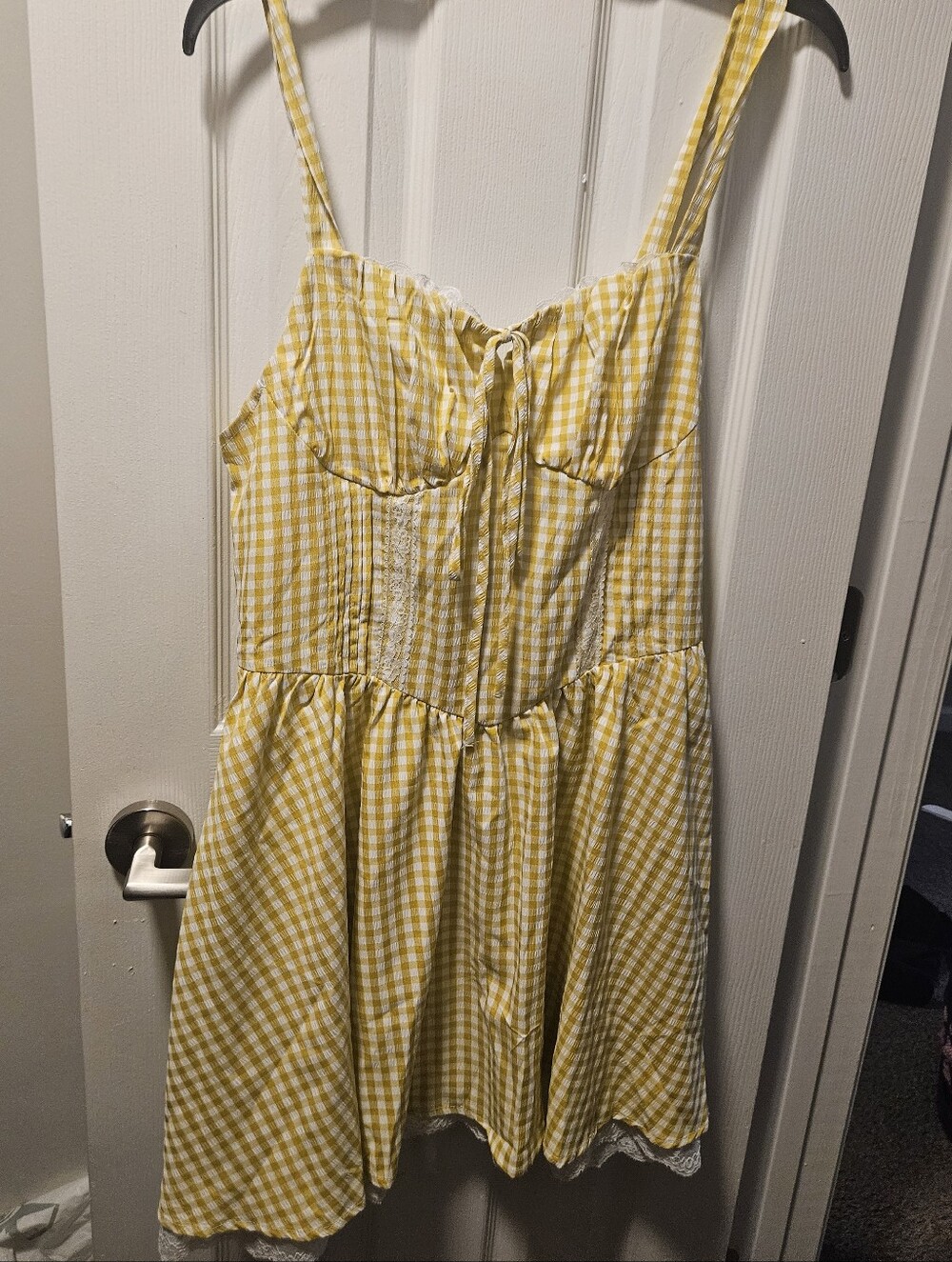 Yellow Gingham Spaghetti Strap Sundress